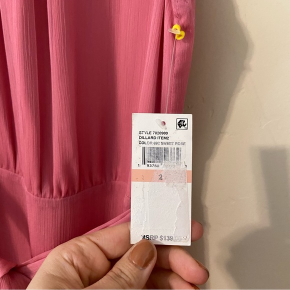 NWT CeCe Sweet Rose Halter Neck Asymmetrical Ruffle Hem Midi Dress 2 - Picture 11 of 16